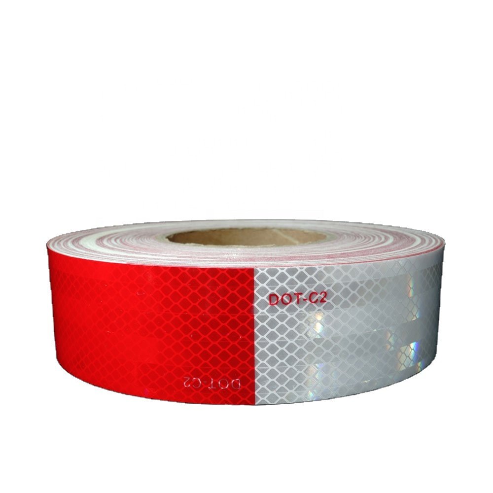 Blanco Rojo Cinta Reflectante Two-color Reflective Tape 2 Inches - 45.7 Meters DOT-C2 Certified for Truck Car HIP-DOT-180012